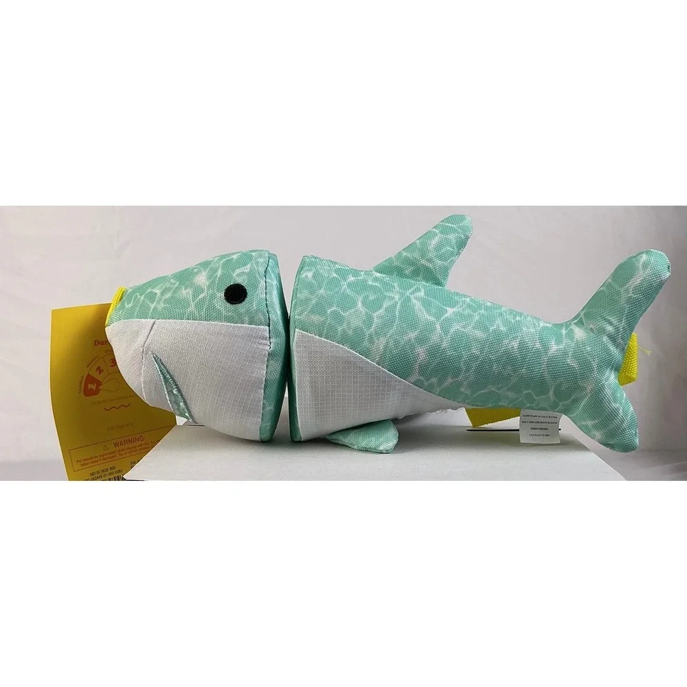 Sun Squad Dog Toy Floats Shark Design Aqua White‎ Durable Chew Toy